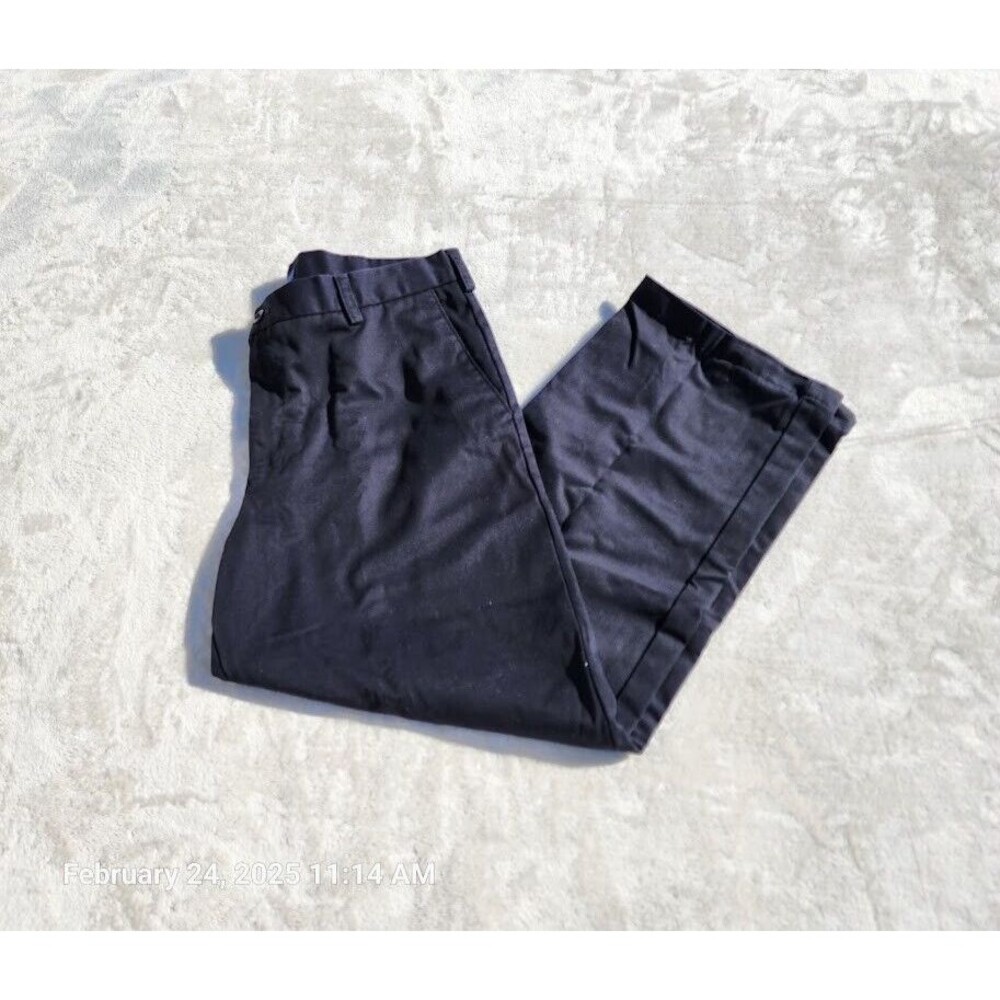 IZOD Pants Men 36x30 (36x29) Black Straight Fit American Chino Flat Front Cotton
